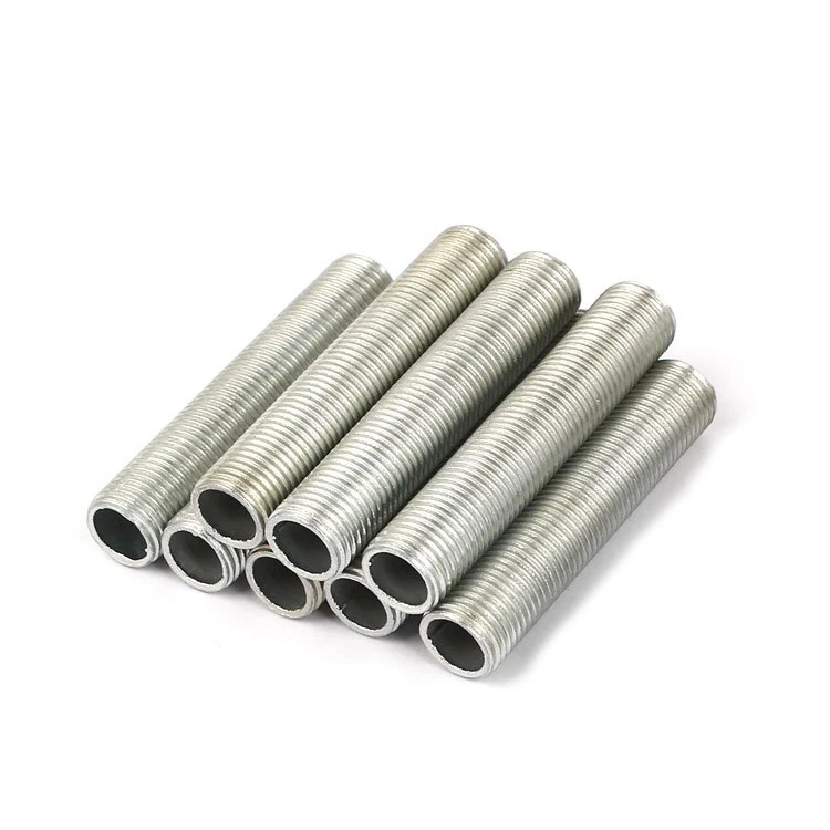 M10x1 Thread Pitch Zinc Plated Iron Lamp Tube Nipple Pipe All Threaded Hollow Tube Rod For Lighting
