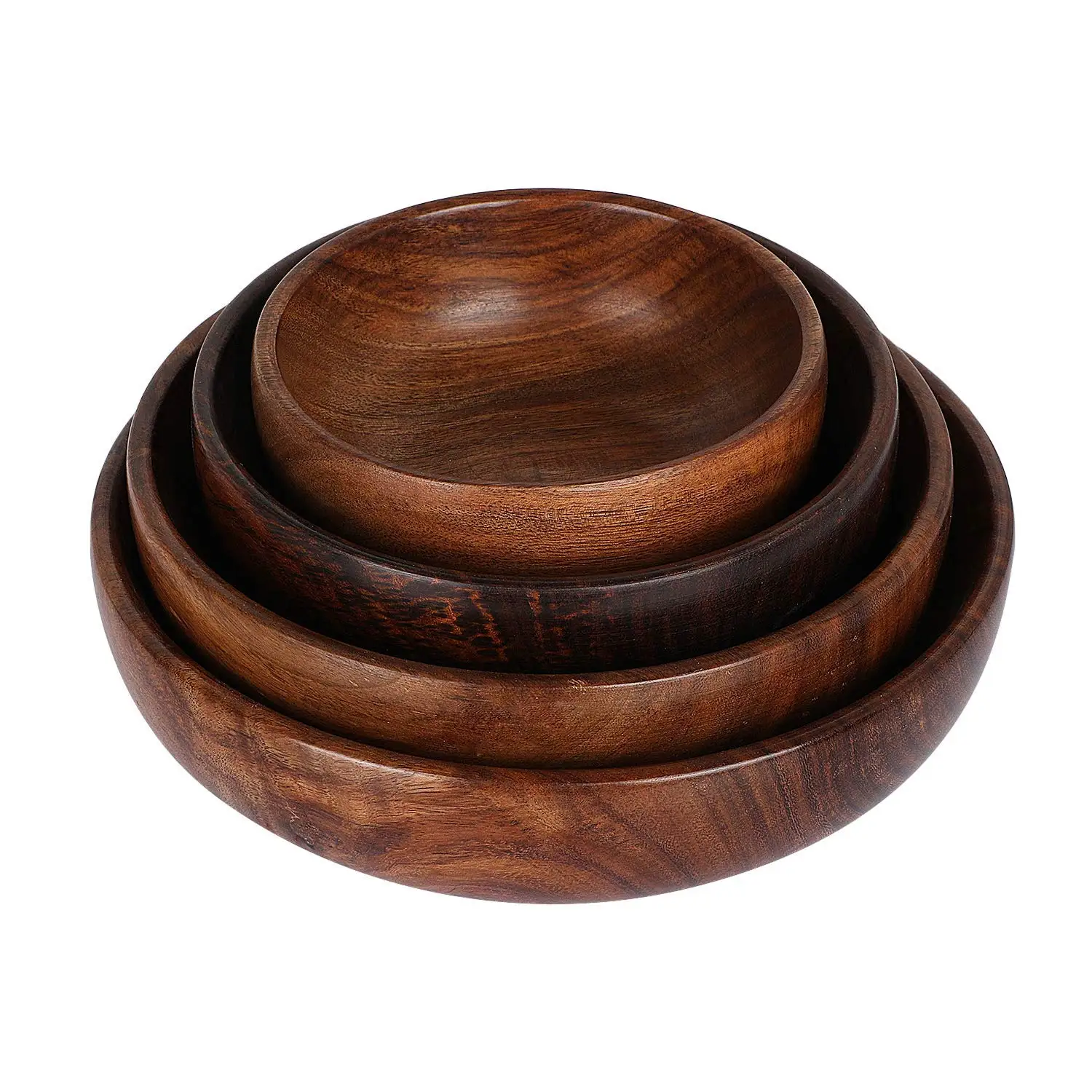 Natural Wooden Noodles Salad Ice Cream Dessert Fruit Dish Serving And Display Bowls Reusable High Quality Wooden Bowls Best Sale