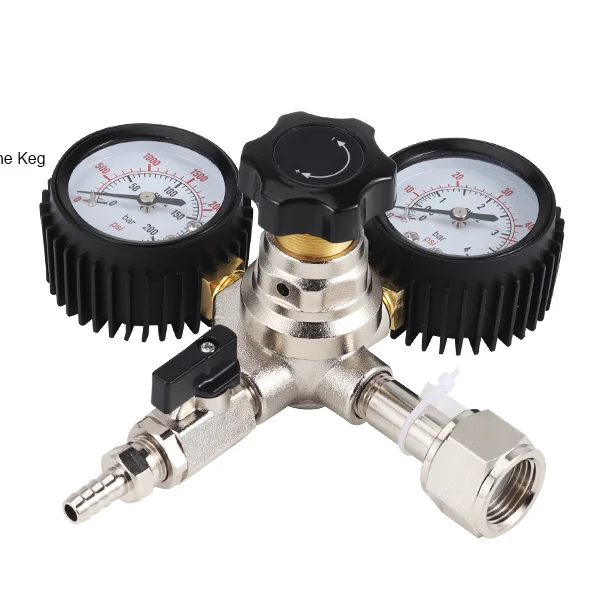 CO2 Dual Output CGA-320 Keg Pressure Regulator, Draft Beer Regulator with 0-60 PSI Working Pressure & 0-3000 PSI Tank Pressure