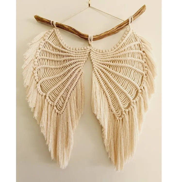 Hand Made Macrame Large Angel Wings Wall Hanging Cotton Boho Wall Decor For Bedroom Living Room Home Decor at wholesale price