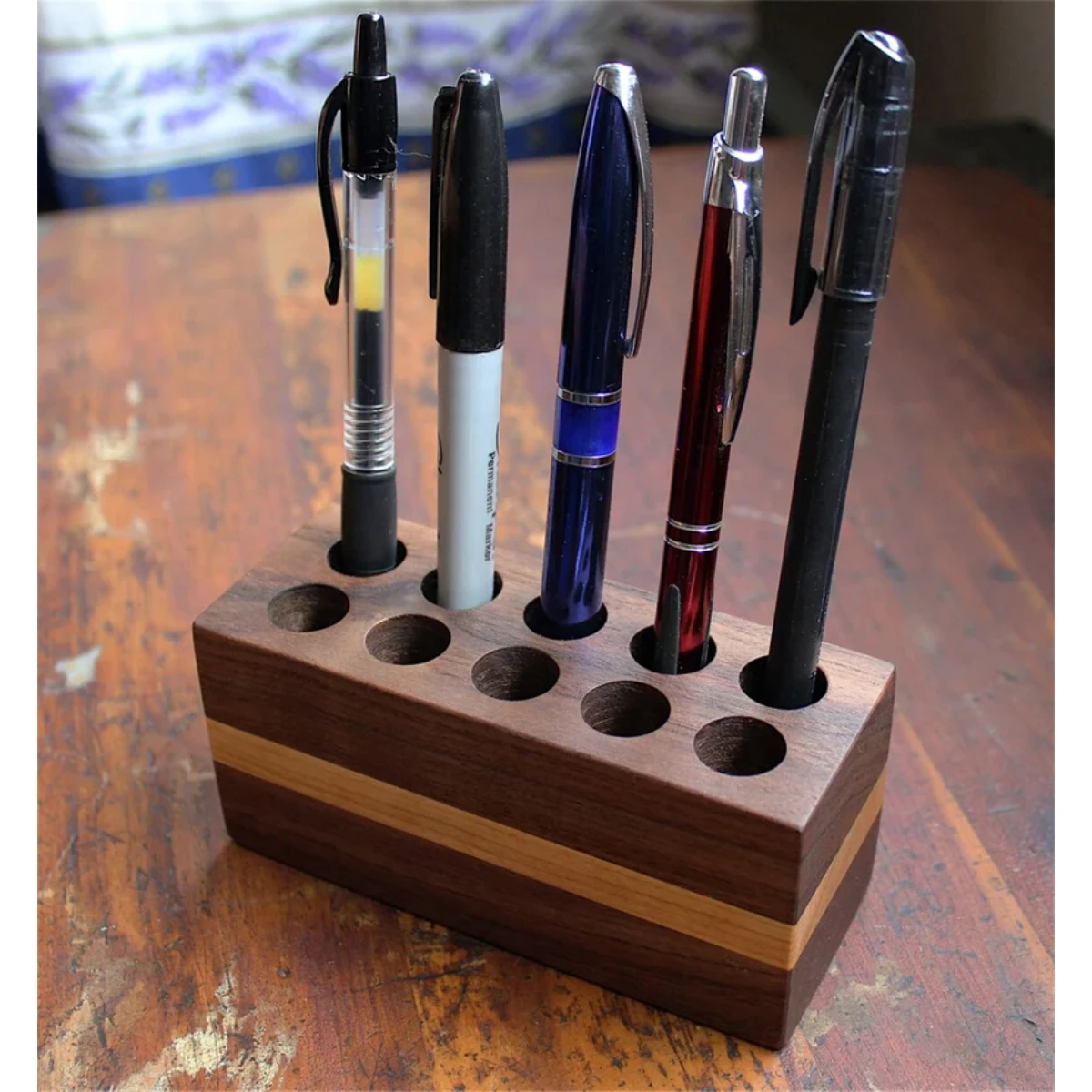 Handmade Wooden Pen Pencil Stationary Office Desk Organizer Pen Holder Stationary With Premium Quality Tabletop Supplies