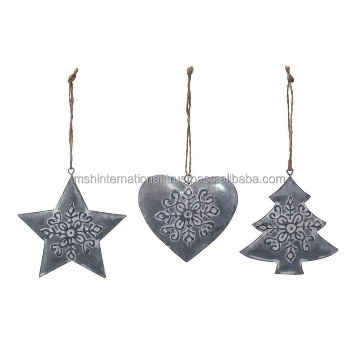 Customized Metal Gift Round Matte Gold Brass Metal Christmas star Ornaments Flat Ornament For Hanging