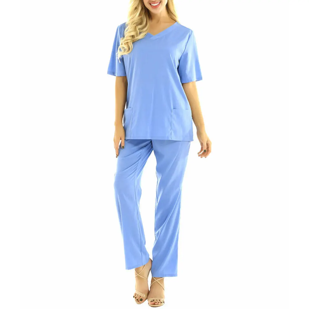 2024 Plus Size Regular unisex Hospital medical scrubs Tunic Work Uniform 2 Piece Suit  Cheap Price Comfortable Medical Scrubs