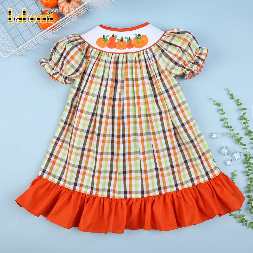 Pumpkin smocked bishop dress for girl ODM OEM wholesale smocked girl dress high quality girls dresses - BB1566