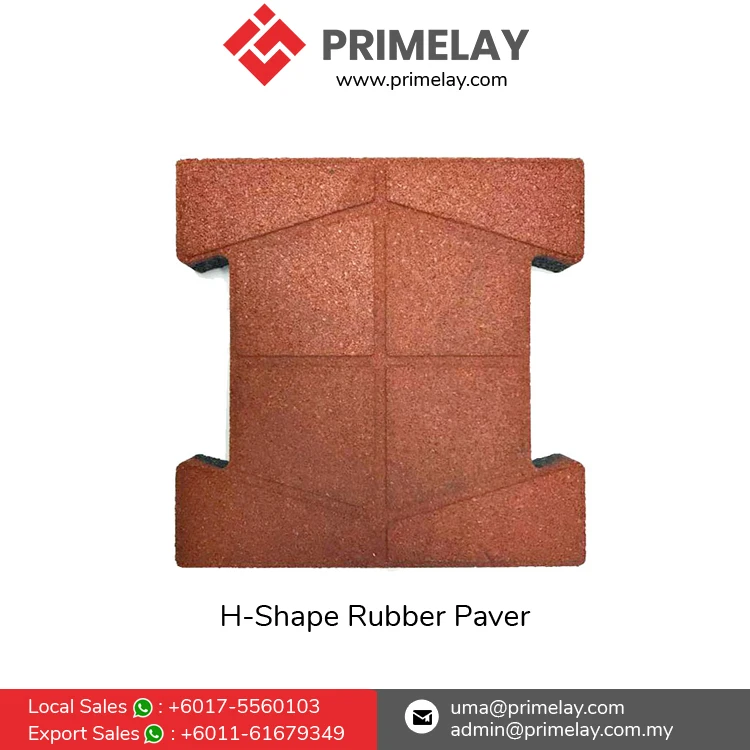 UV-resistance and Non Slip Maximum Comfort H-Shape Rubber Accessories Flooring Outdoor Rubber Paver for Parking Garages