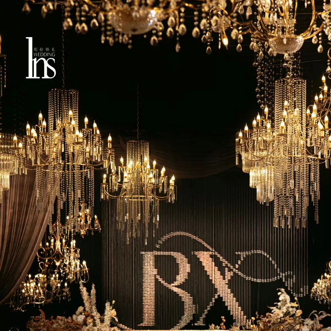 High Quality Hotel Wedding Home Decoration Pendant Light Silver Crystal Acrylic LED Chandelier