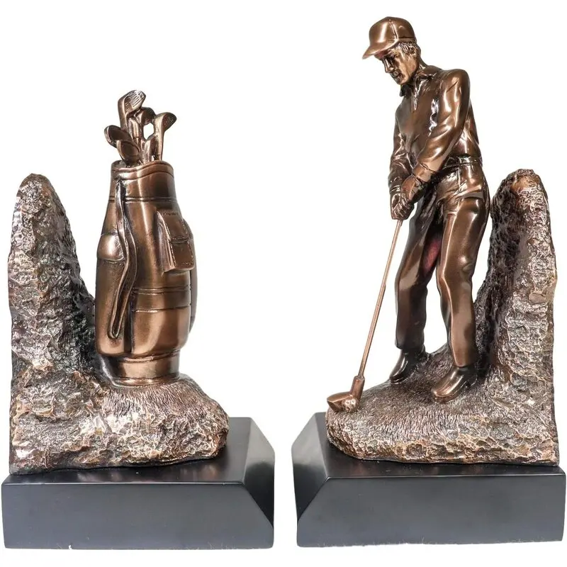For Sale Ebros Professional Tee Up Golfer And Golf Caddy Bag Bookends Set Statue For School Home Office Desk Organizer