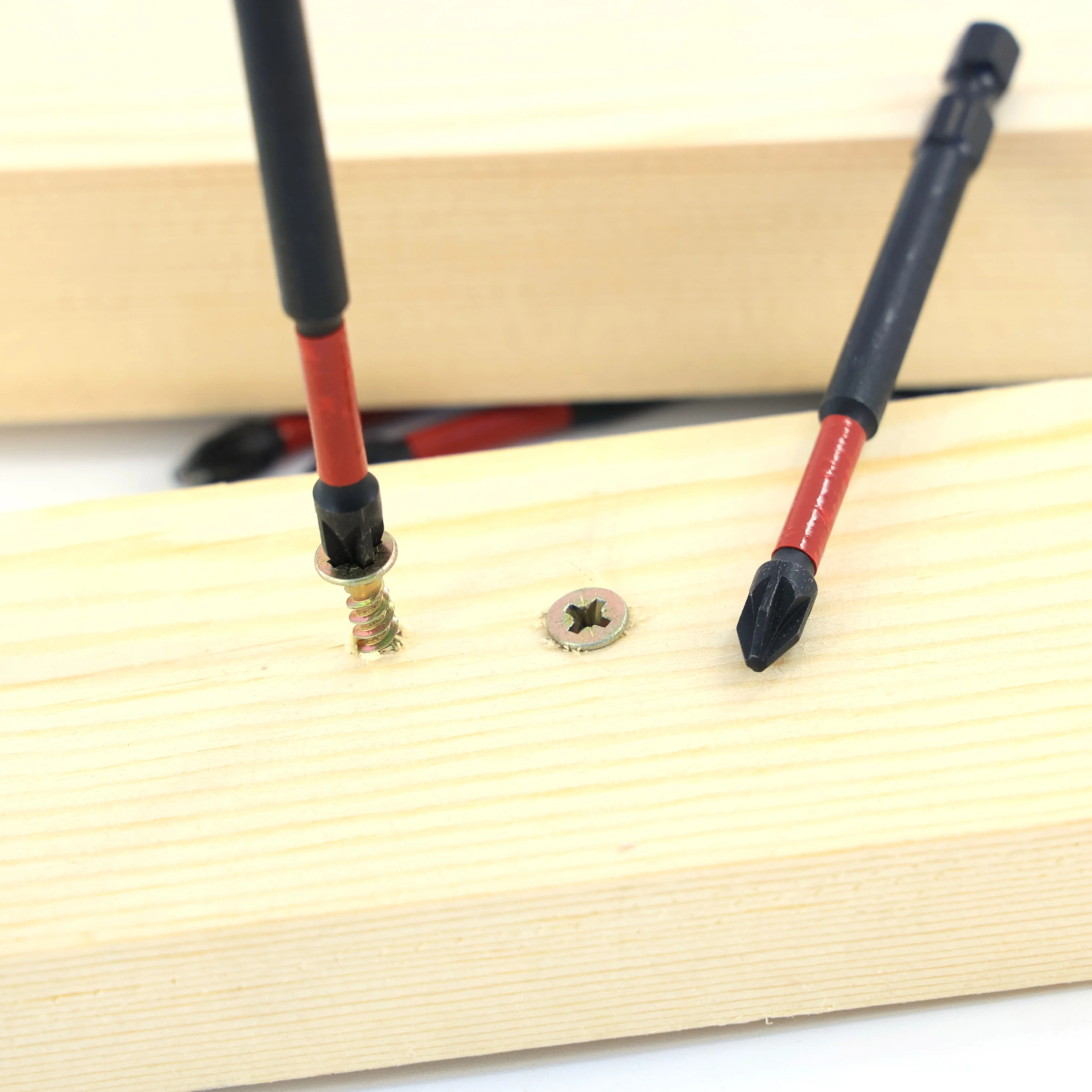 Ударная отвертка TOOLWAY 90 мм S2 PZ2 с шестигранным хвостовиком длинные черные Биты для