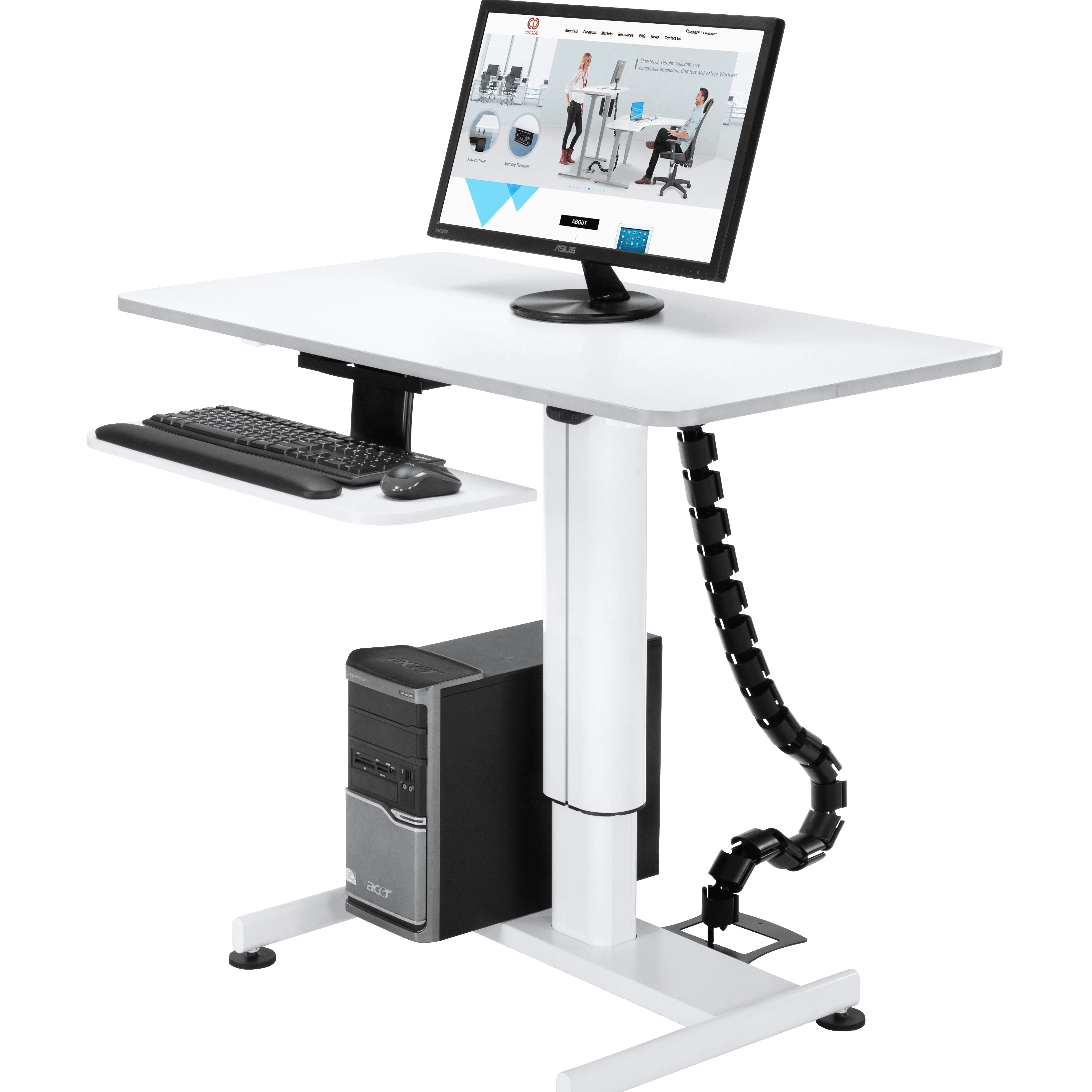 Electric Sit Stand Desk Height Adjustable Desk Computer Desk Study Table with Keyboard Tray (Optional)
