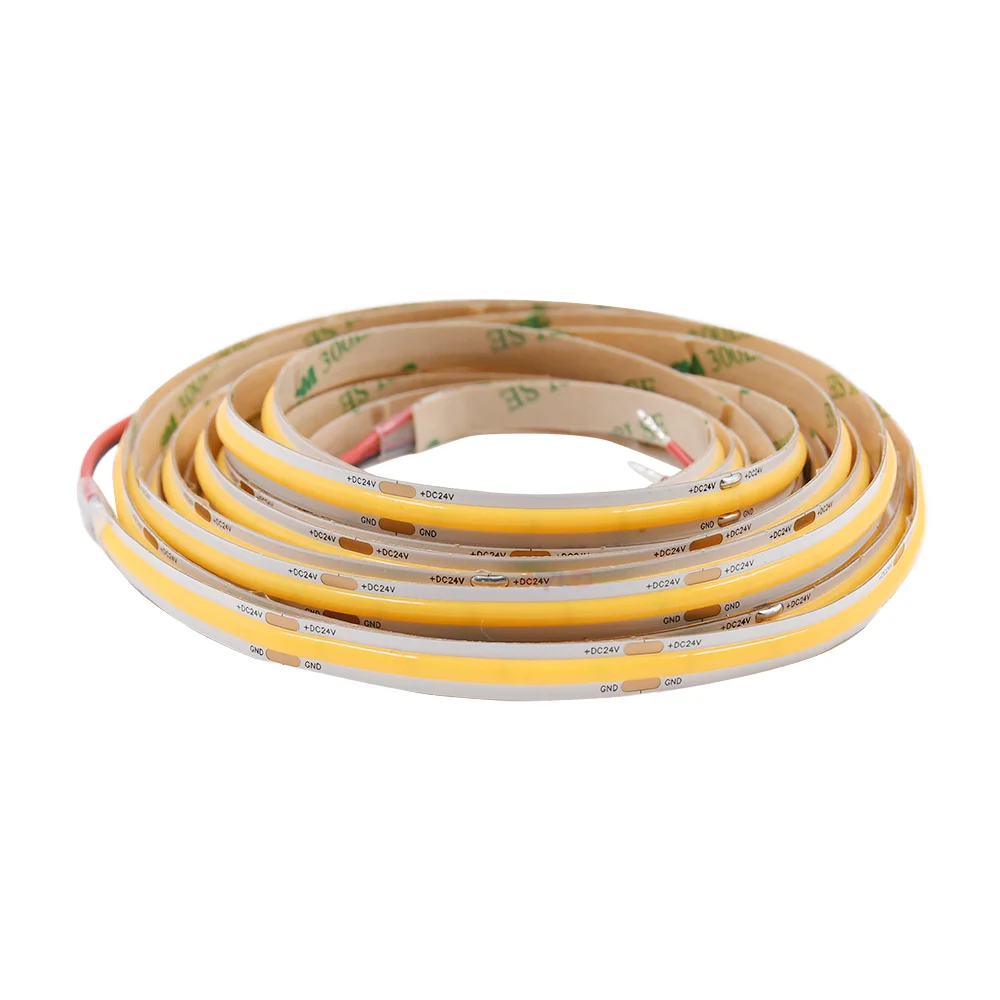 High Efficiency Cob DC24V Flexible LED strip Light 480leds/m 1300lm/m with 3-Year Warranty White IP20 Rated CE/ROHS Listed