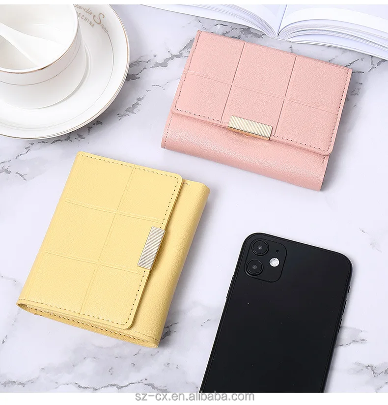 Casual fashionable women girl business leisure short wallet card holder pu leather mini coin purse multicard wallet