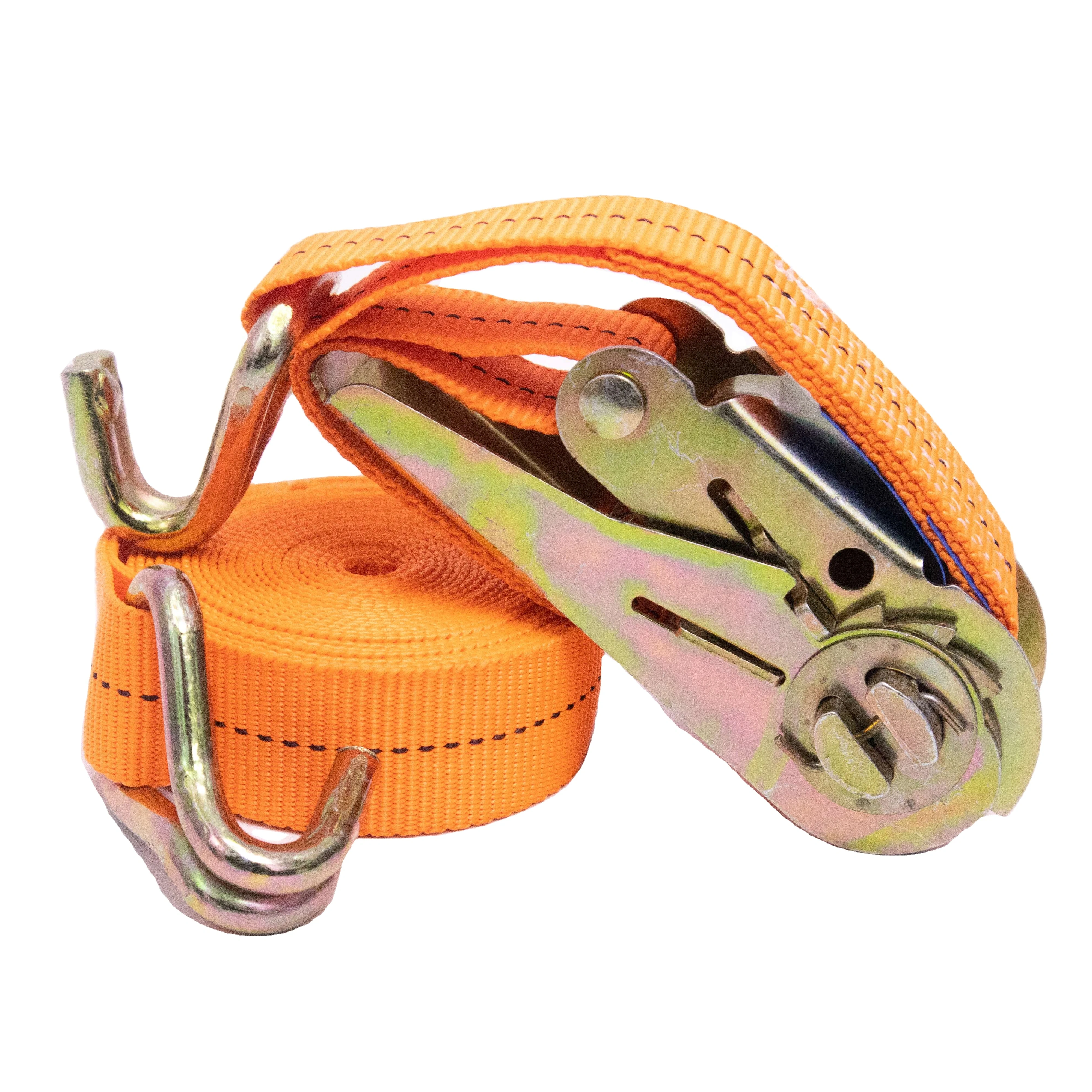 25mm Polyester Ratchet Tie down Strap for Cargo Mooring Load Lashing Ratchet Tie down Straps with J-Hook