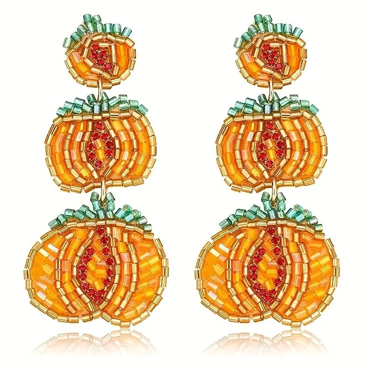 Skull bead earrings Ghost charm earrings Gothic Halloween jewelry Black cat Spiderweb bead Halloween Festival Pumpkin earrings