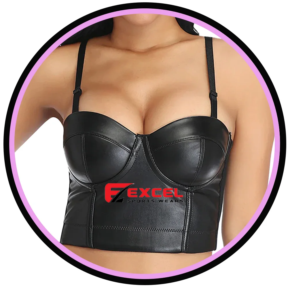 2024 Best Seller Sialkot Women Genuine Leather Sexy Bondage Women Fetish Slave Sex Toys Harness Crop Top Women Corset Top Bra