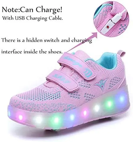 Kids Roller Skate Shoes Boy Girl Sneakers with Wheels Become Sport Sneaker with Led for Christmas Birthday Children Show Gift