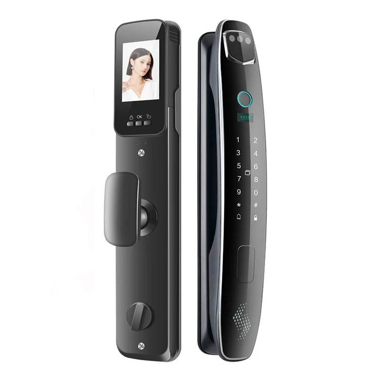 China Automatic Outdoor Waterproof Security Camera Ttlock Tuya Nfc Wifi Front Entry Smart Door Lock Set With 3d Face Recognition