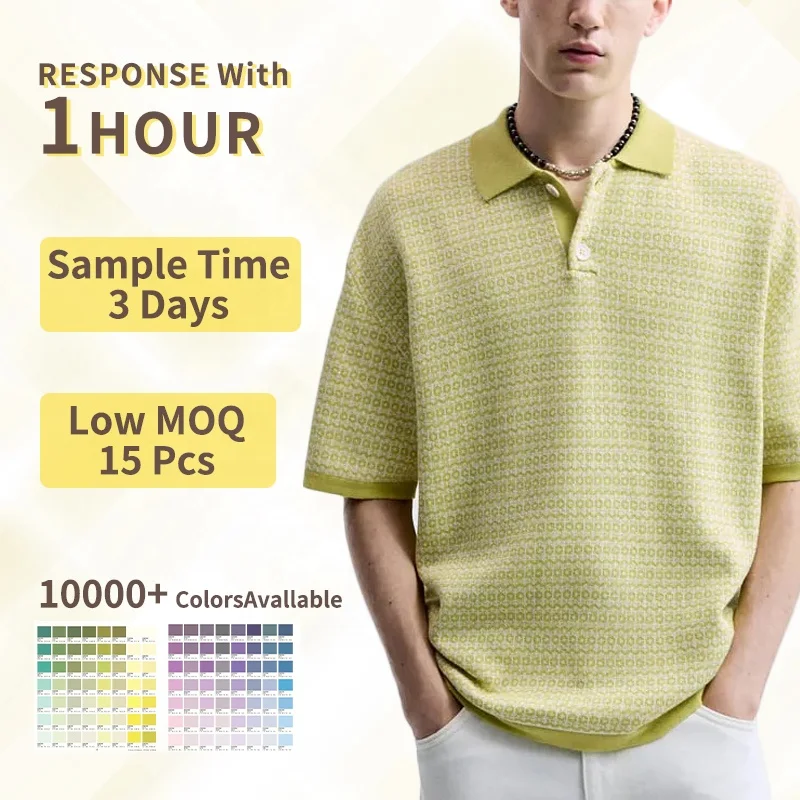 2023 New Summer High Quality Men Polo Knit Shirts Casual Short Sleeve Fashion Casual Sweater Knitwear Shirt Men
