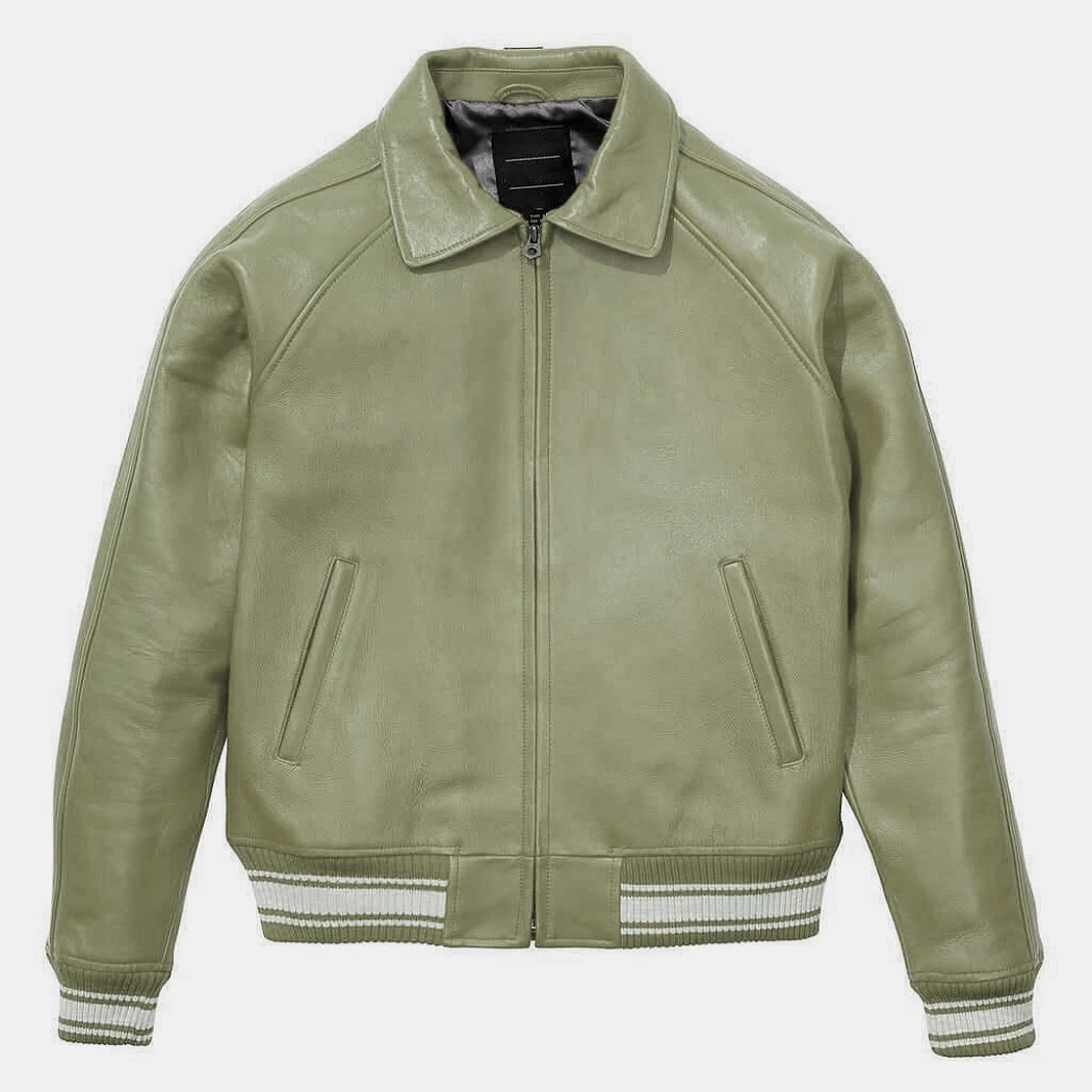 New  customized real leather sheepskin aniline zipper black biker jacket with quilted black lining bomber jacket OEM service