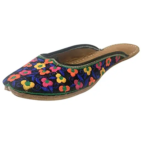 Plain Bkye Color Flat Khussa Shoe New Arrival Good Quality Womens Embroidery Cheap Blank Casual Simple Khussa Shoe