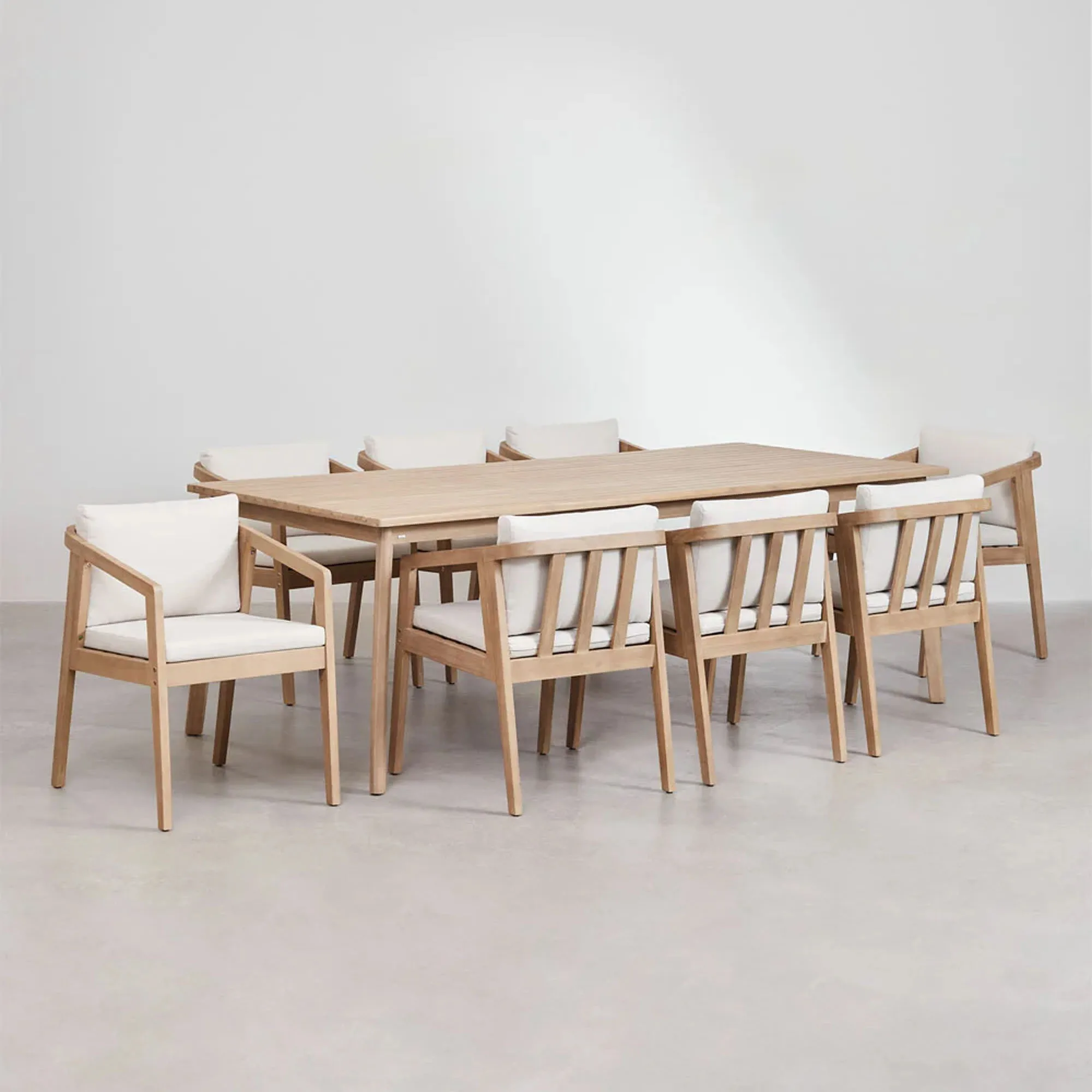 Outdoor rectangular table and arm chair furniture luxury rattan patio set  - Holcers