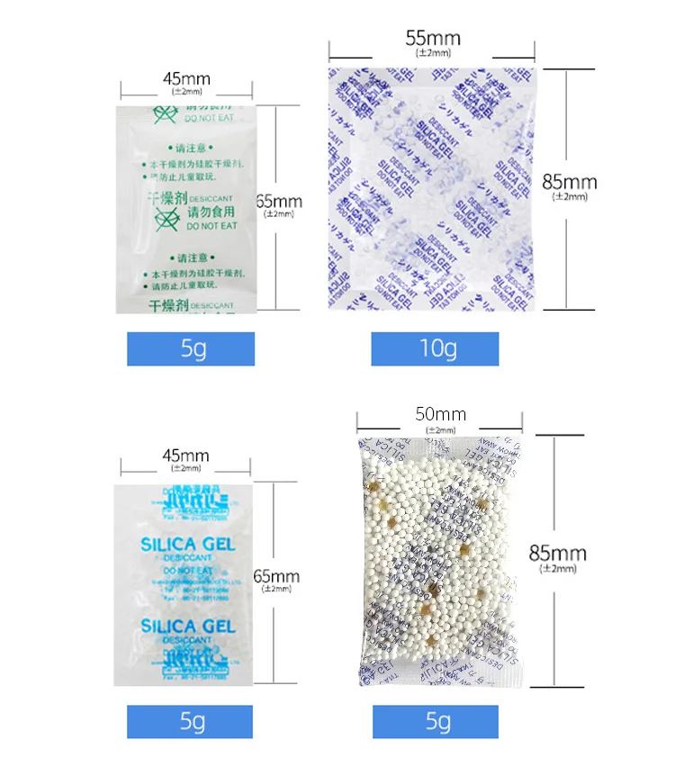 Super Dry Food Grade Water Absorbing 1g 2g 3g 5g Silica Gel Desiccant Packets for Food Storage  desiccant beads bulk