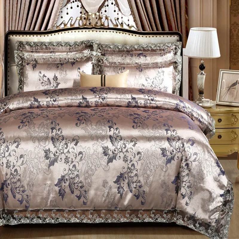 Bedding linen European satin jacquard four piece set with lace lace lace three piece set