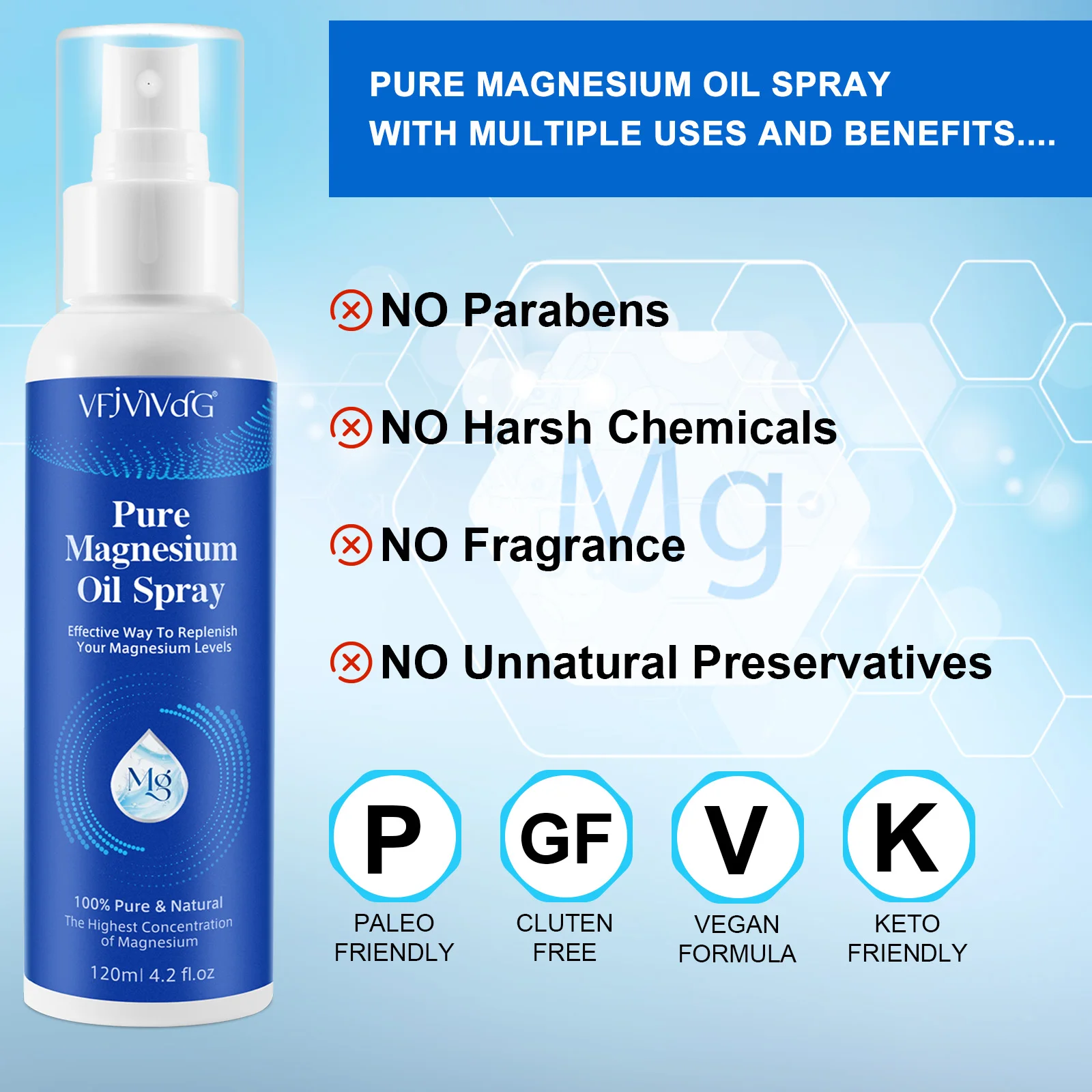 120Ml 4.2 Fl.Oz High Concentration Topical Genuine Zechstein Magnesium Chloride Topical Magnesium Pure Magnesium Oil Spray