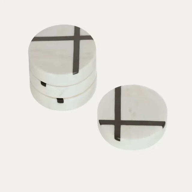 Marble Glass Coasters Relatives Gift Best Selling Most Popular Long Life Glass Marble Coasters Set accessories classic