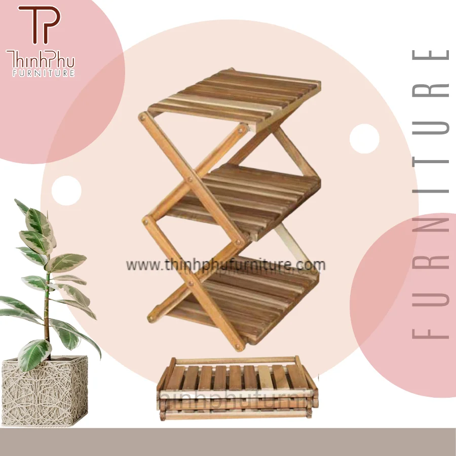 Modern Folding shelf 4 Tie Foldable rack - wood furniture - Storage Racks Vietnam Supplier