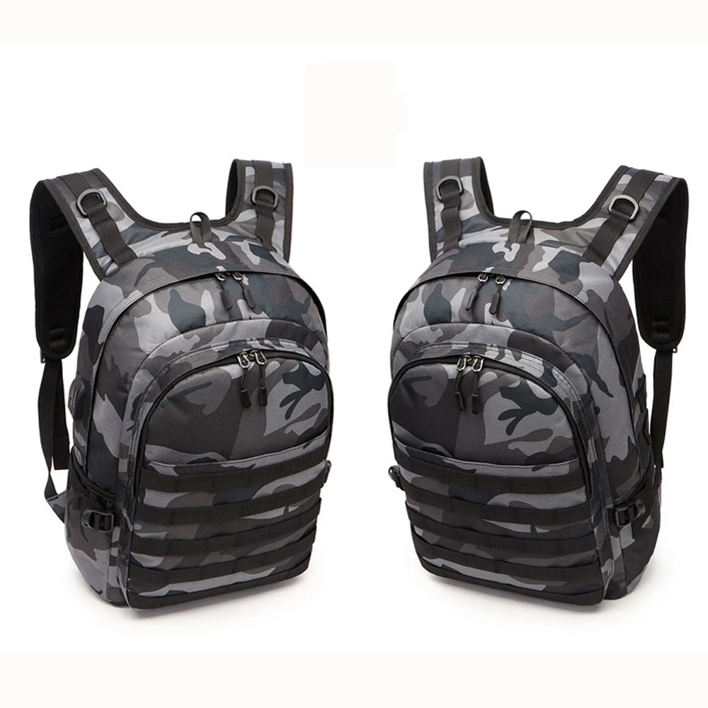 China Wholesale Custom Camo Printed Reflective Backpack Factory Outdoor Sport Teenager School Bag with Soft Canvas Lining