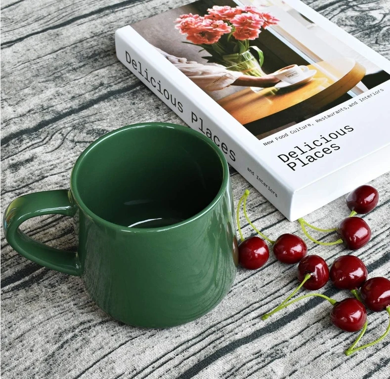 Dark Green Large Glossy Ceramic Coffee Mug - Office and Home Tea Mug, Microwave and Dishwasher Safe, 18 oz Single Pack