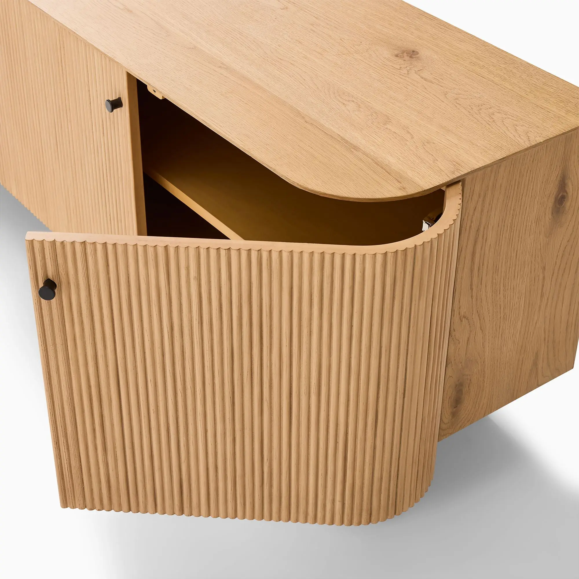 Modern High End Media Console Table Natural Color Solid Wood Material Modern Style Home Furniture