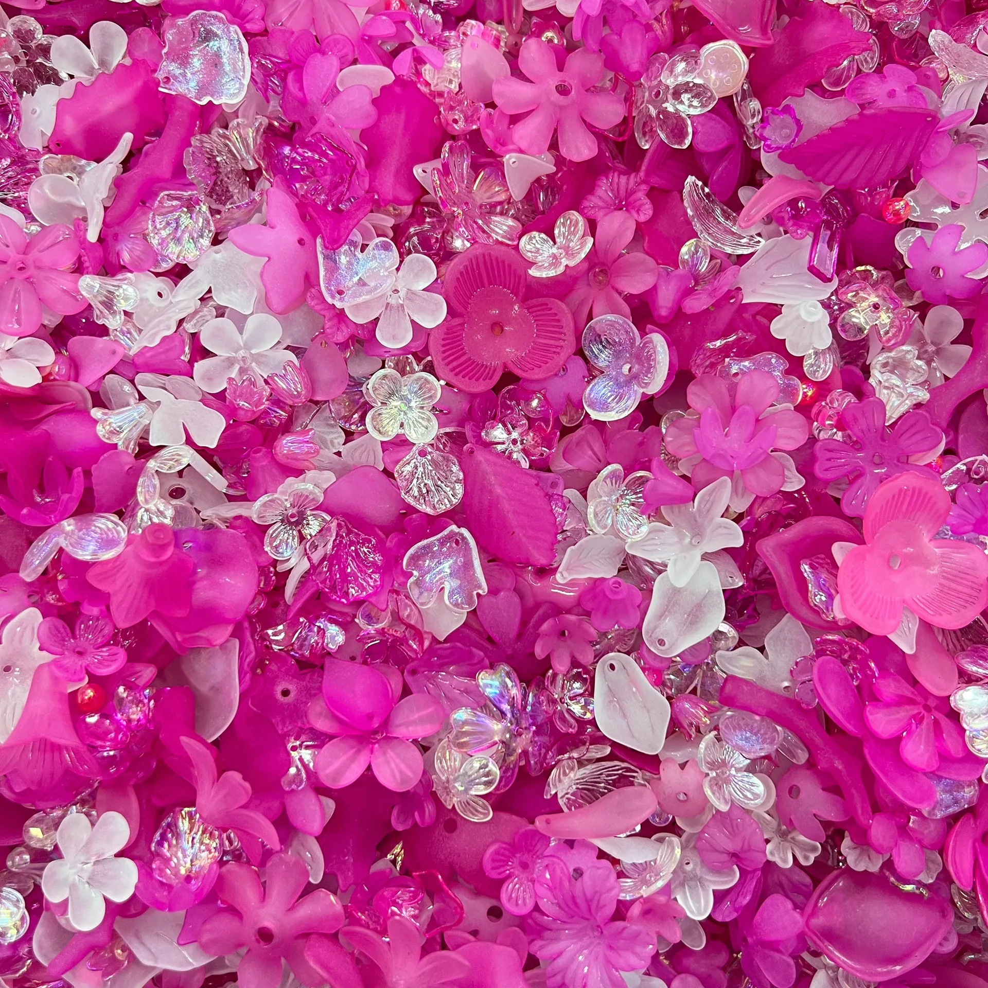 Wholesale mixed style colorful flower leaf acrylic beads for jewelry making bulk plastic loose beads 450g/bag