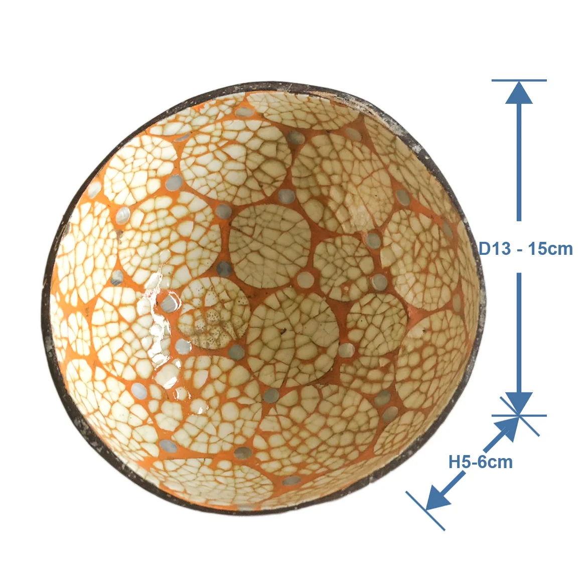 High quality and Luxury 100% Handmade Colorful EggShell/Seashell finishing Lacquer Coconut Bowl For Home Decor and souvenir