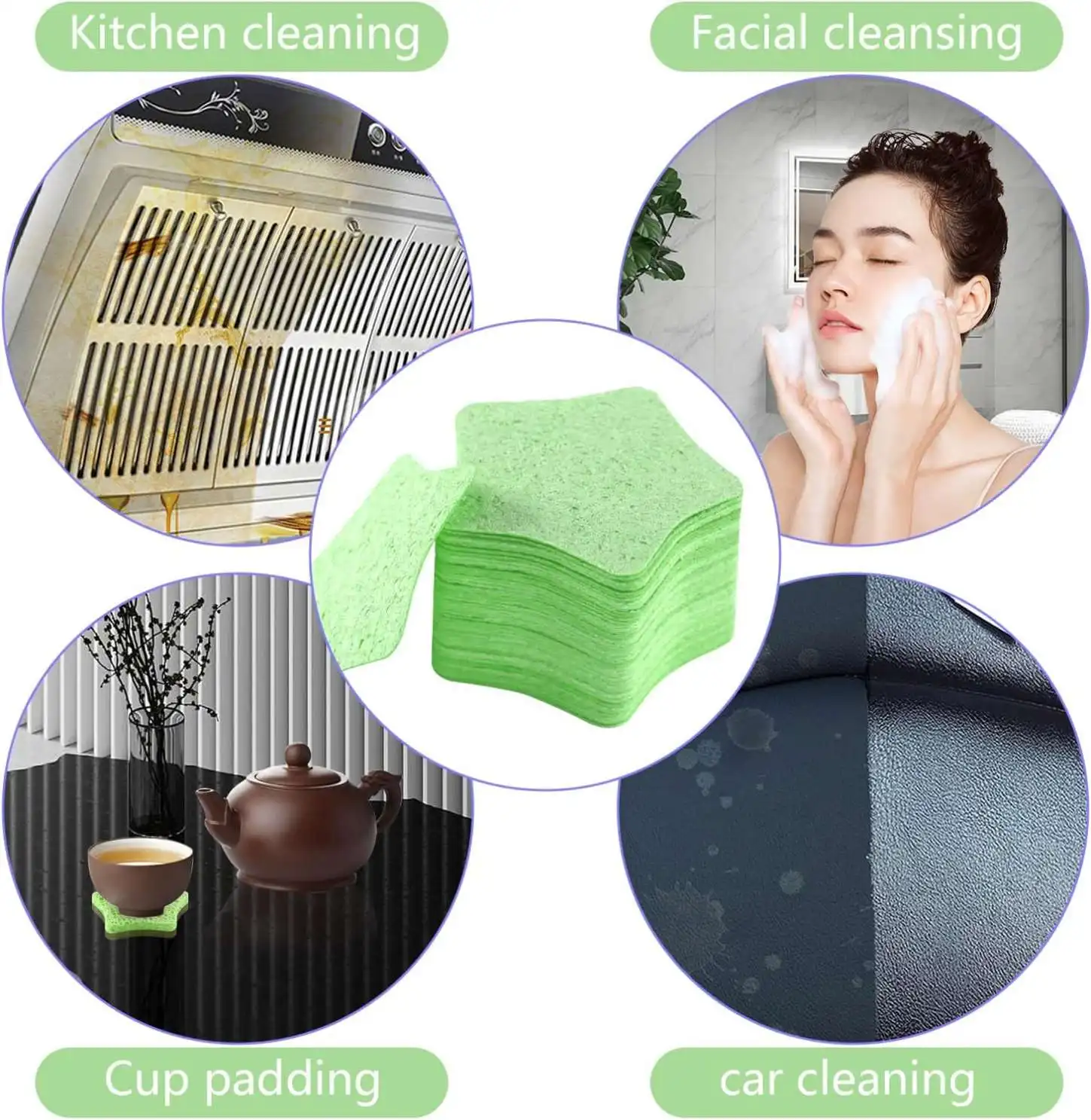 Golden Supplier Compressed Face Sponges For Facial Cleansing Exfo