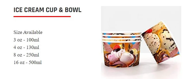paper cup ice cream cup best quality and export packing food grade paper in cup