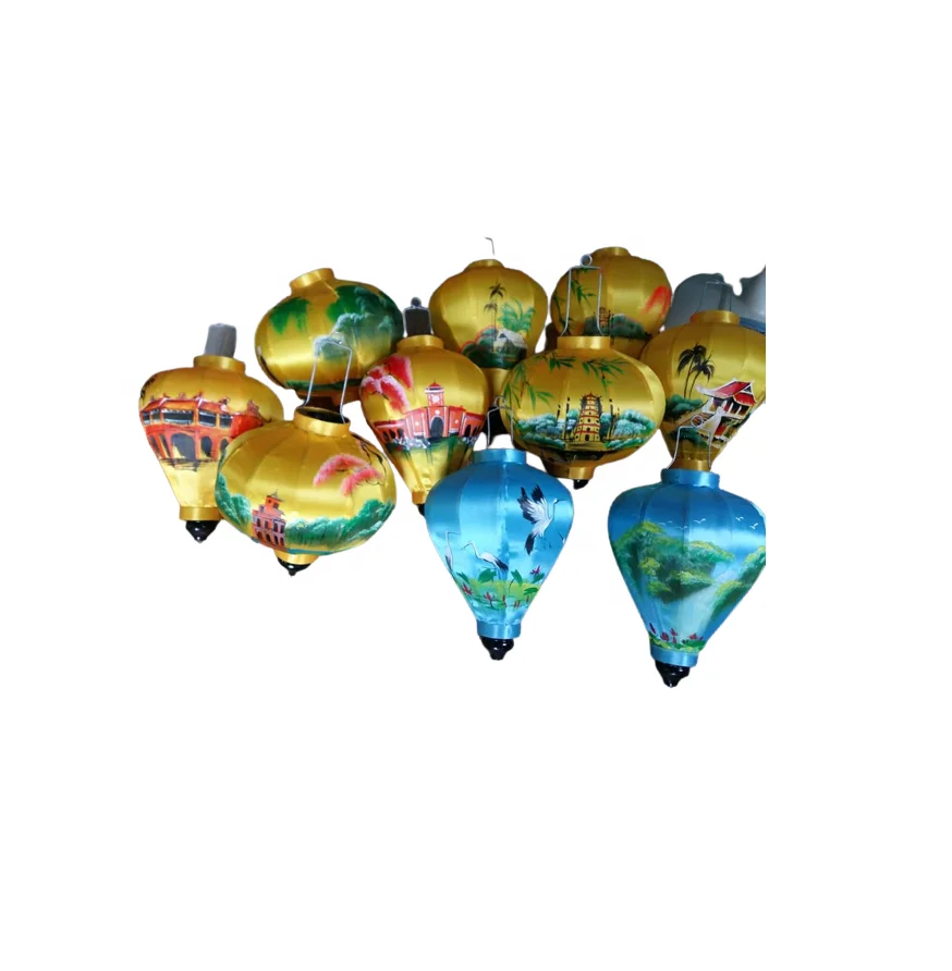 Manufacture Bamboo Silk Lantern Chandelier/ Bamboo Frame Silk lantern for decor home garden party wedding holiday gift set