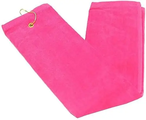 Premium Velour Tri-fold Golf Towel with Clip. 16x26 inches Long Soft Quick Drying Absorbent. Attaches Easily to Your Bag.