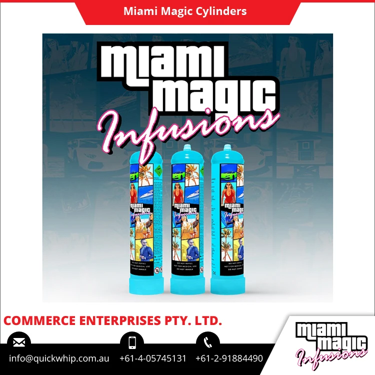 Good Price Superb Grade 580g Miami Magic Infusions Whipped Cream Charger Canisters from Australian Seller