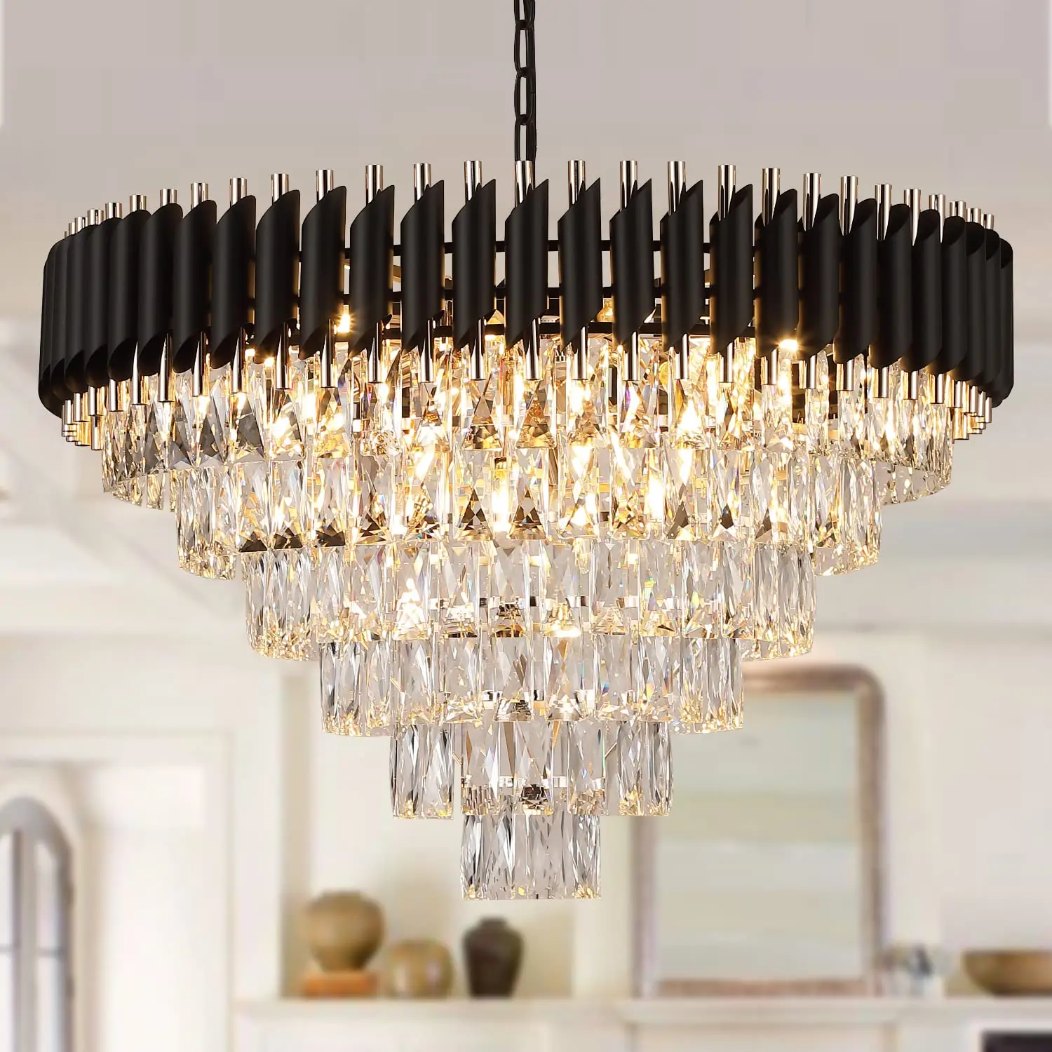 Luxury Chandelier Pendant Light Round Oval Villa Hotel Crystal Chandelier Modern asfour crystal chandeliers