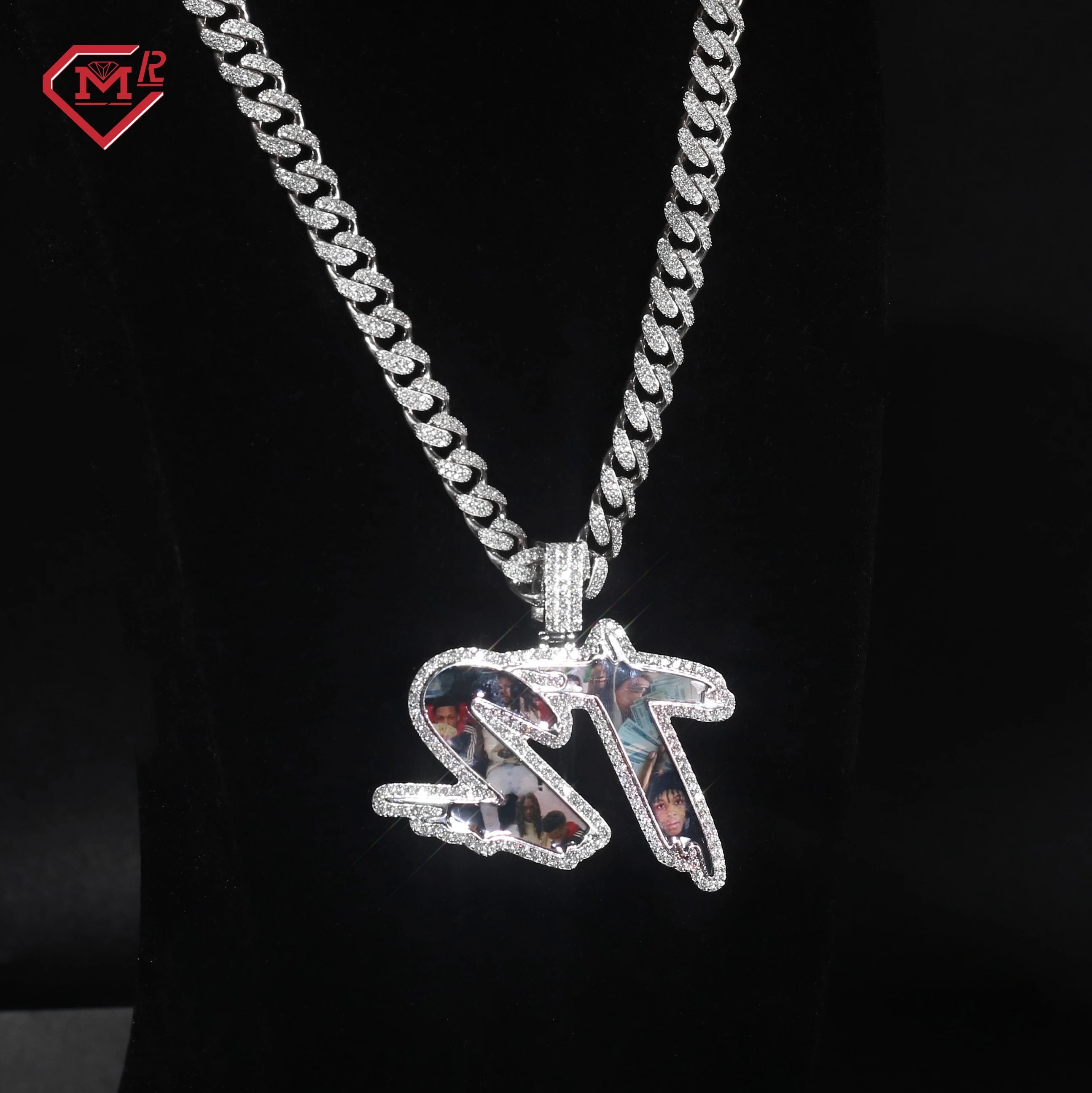 Iced Out Moissanite Pendants Memory Picture Letter 925 Silver Pass Tester Hip Hop Custom Moissanite Pendant