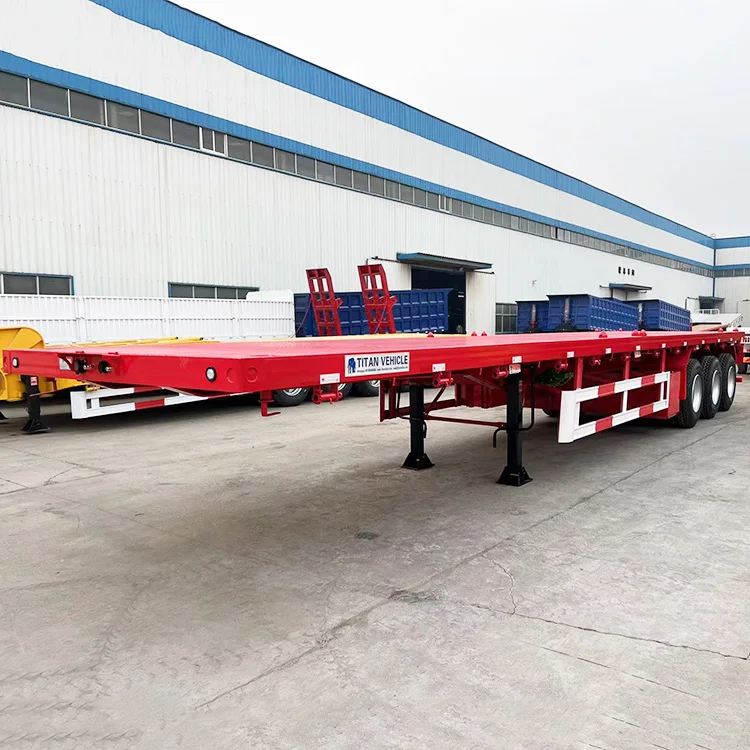 Hot Sale 3/Tri Axle 20 Ft 40 Foot 3 Axle Flatbed Container Semi Truck Trailer for Sale in Tanzania Dar Es Salaam
