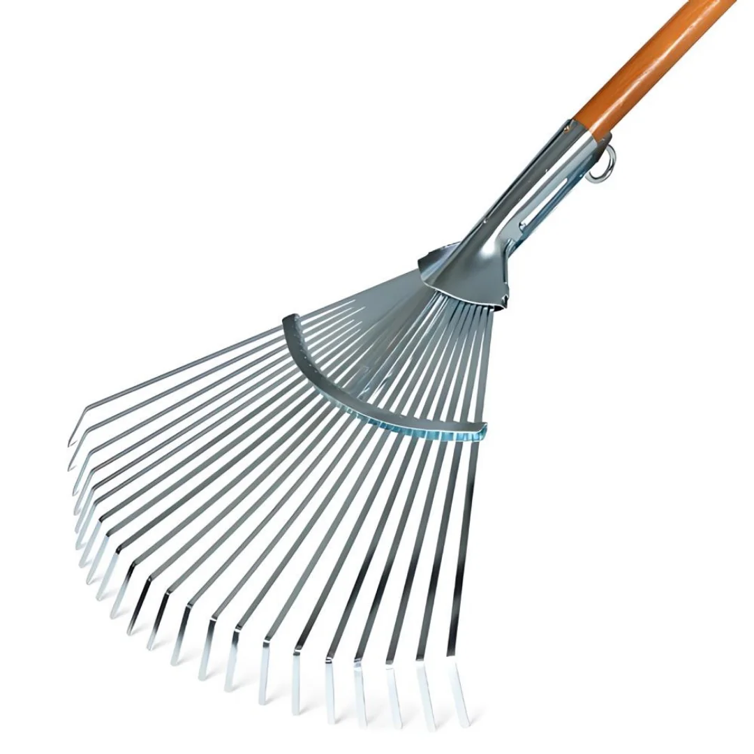 Italian Quality 130 cm Beech Wood Handle Adjustable Lawn Rake for Gardening FSC Certified Tool