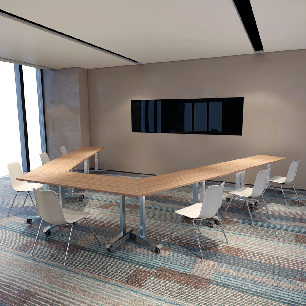 Foldable Office Desk Training Table Meeting Table with Flip Top Design Stacking Configuration