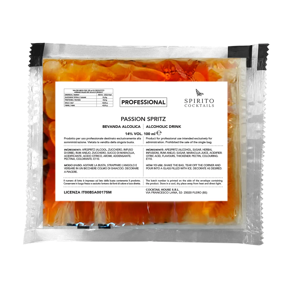 Sassion Spritz, самый известный итальянский коктейль с аперитивом, готовый к профессиональному использованию и horeca