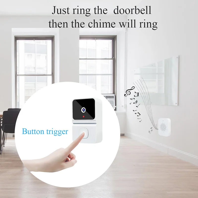 Doorbell two-way intercom remote message notification built-in battery extra long standby time Tuyasmart Video Doorbell Camera