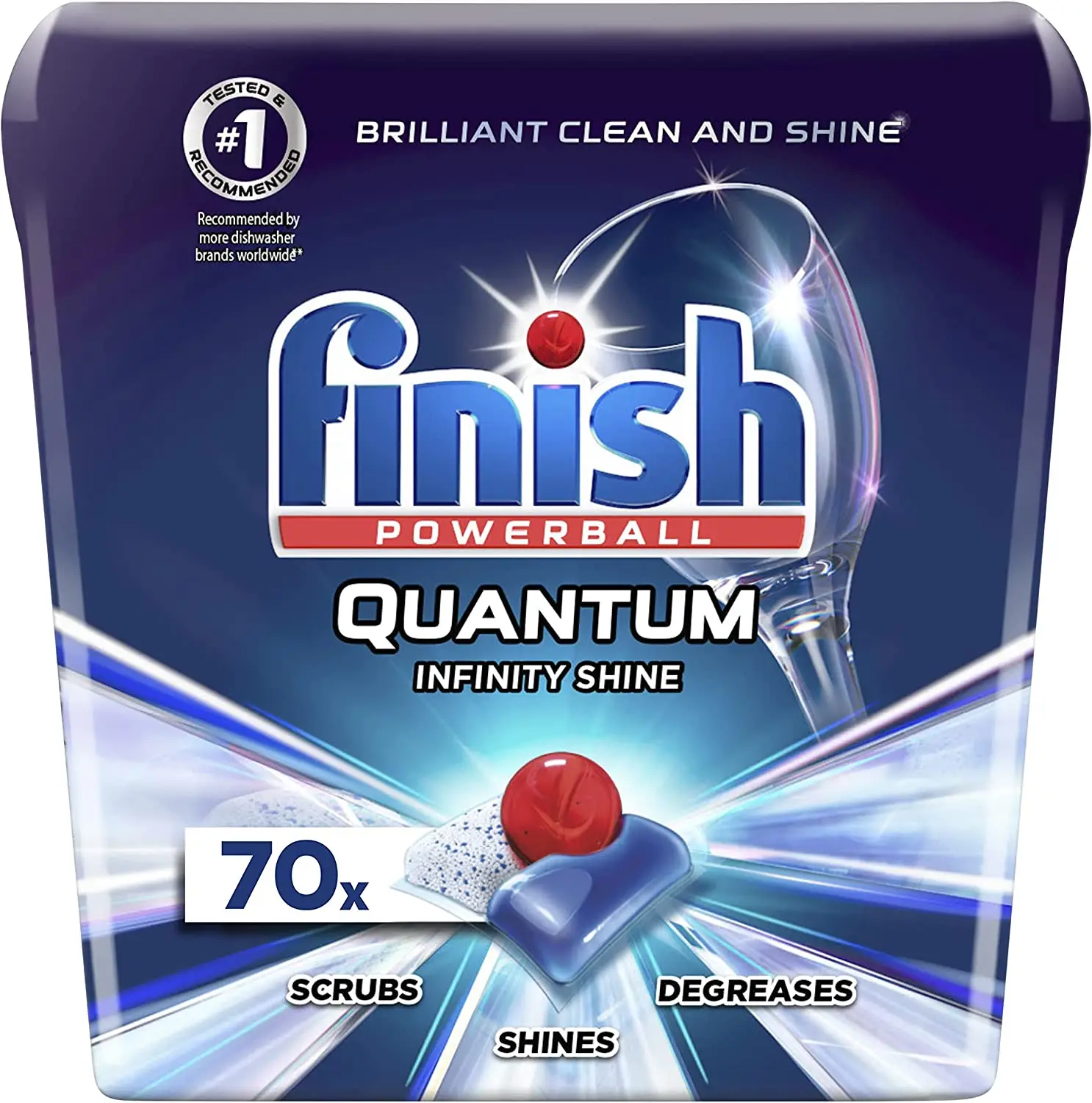 Finish - Quantum - 82 Count - Dishwasher Detergent - Powerball - Ultimate Clean & Shine - Dishwashing Tablets - Dish Tabs, Pack