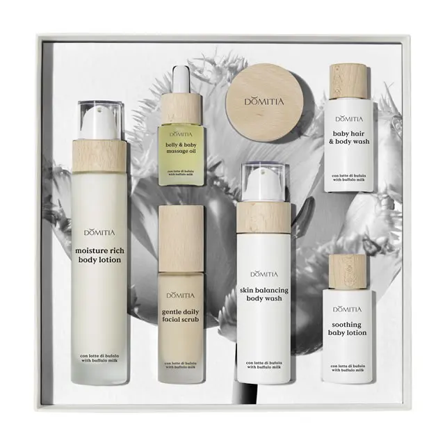 Pampering kit for mother & baby with Domitia organic products with nourishing buffalo milk