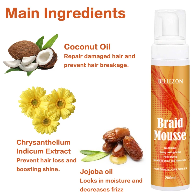 Wholesale Braid Foam Mousse Moisturizing Anti Frizz Loc Twists Braiding Mousse