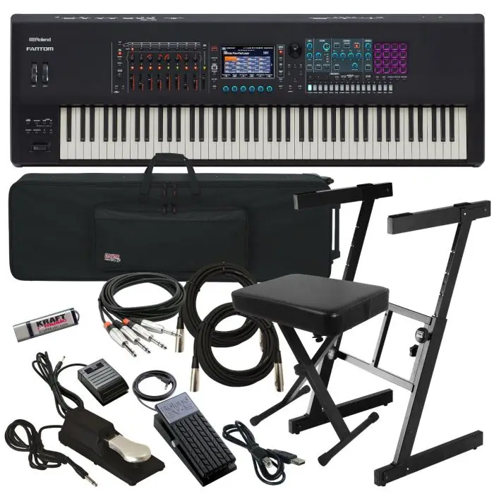 100% Original Roland Fantom 8 88-Key Synthesizer Workstation with Z-Frame Stand